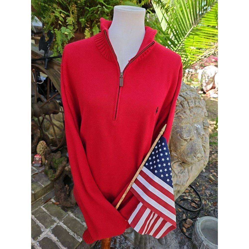 POLO Ralph Lauren 1/4 Zip Pullover Sweater Knit XL EMBROIDERED PONY 1/2 Zip EUC